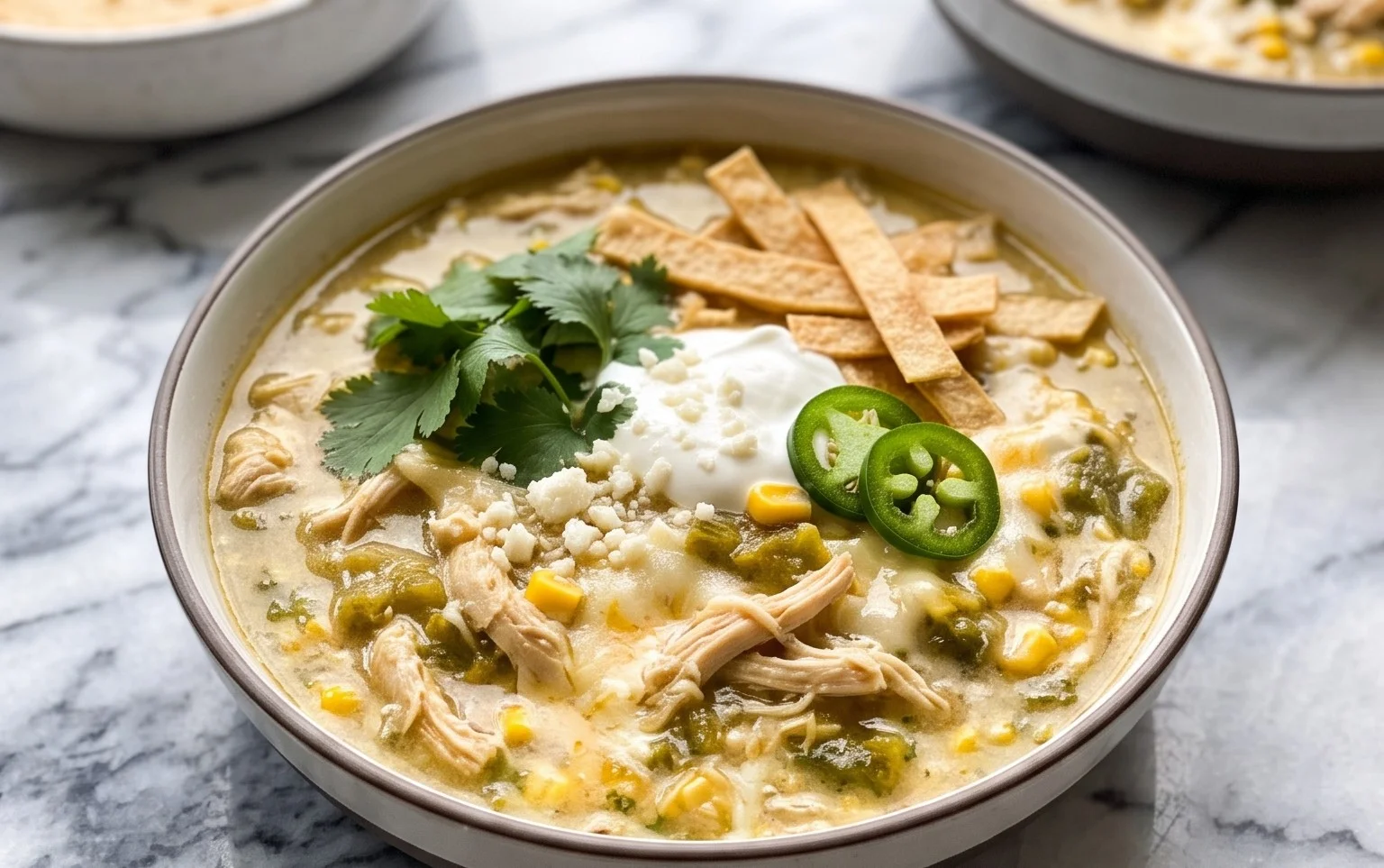 Creamy Cheesy Green Chicken Enchilada Soup Recipe